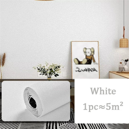 10 m 3D verdickte selbstklebende Tapete Leinen schlicht Kieselalgen Schlamm Wandaufkleber Farbe Dekor Renovierung Antikollision Home Decor