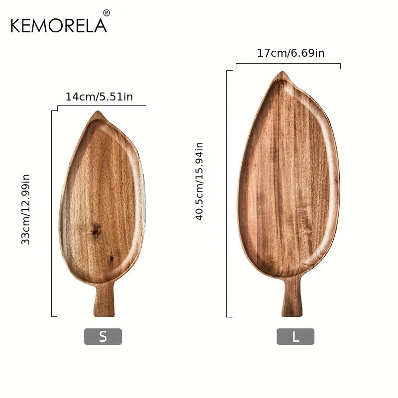 KEMORELA 1PCS Serving Wooden Tray Restaurant Western Food Plate Japanese Creative Breakfast Wooden Plate Sushi Dessert Fruit.