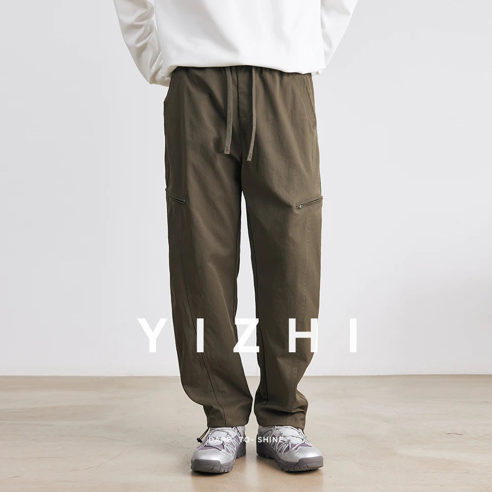 Men's American Overalls Spring and Autumn 2025 New Slim Scimitar Pants All-match Drawstring Casual Pants Wide-leg Pants.