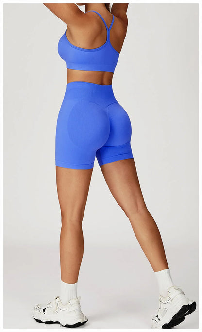 2PCS Yoga Suit Sports Set Women Gym Set Woman Tracksuit Running Workout Long Sleeve Sports Shirt Shorts and bra set Sport Outfit.