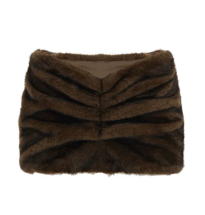 Faux Fur Bodycon Mini Skirts 2025 Fall Winter Women Fashion Sexy Low Waist Hipster Furry Night Clubwear Bottoms Streetwear Skirt