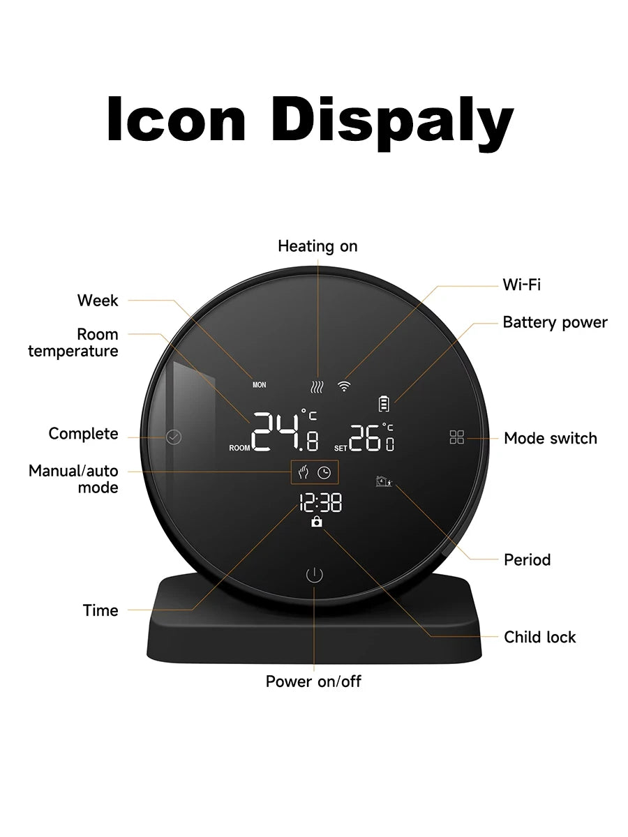 RKHK Tuya WiFi Smart Thermostat，RF Wireless Receiver Temperature Controller，For Water Gas Boiler Support Alexa and Google Home