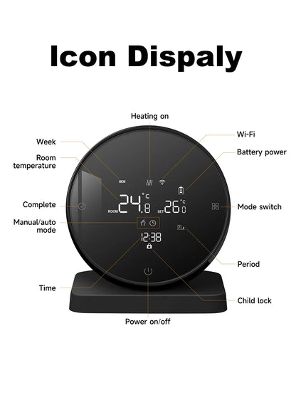 RKHK Tuya WiFi Smart Thermostat，RF Wireless Receiver Temperature Controller，For Water Gas Boiler Support Alexa and Google Home