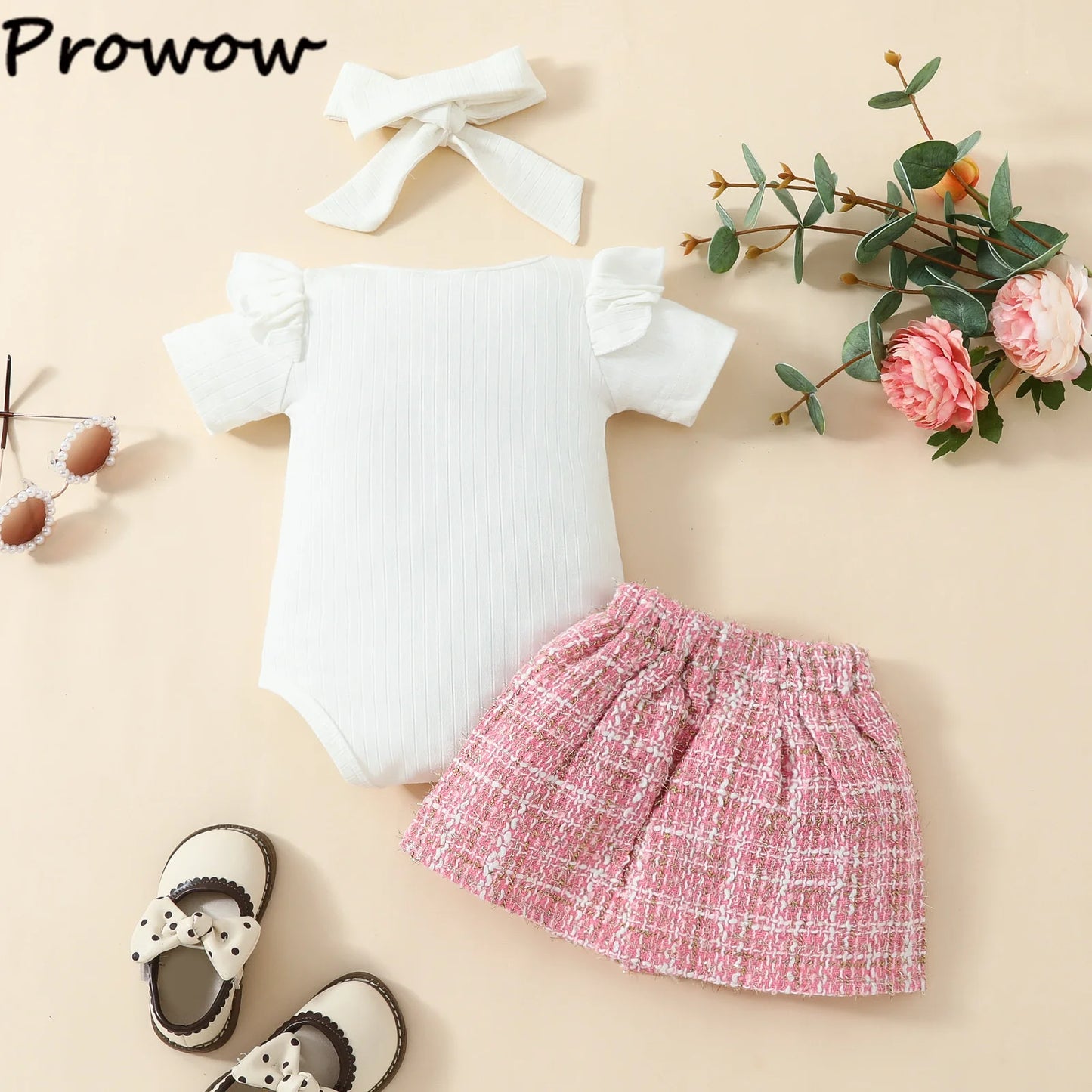 Prowow Günstige Preis Kleidung Baby Mädchen Outfits Set Niedlichen Elefanten Body und Hosenträger Kleid 3 stücke Neugeborene Geburt Set Kleidung.