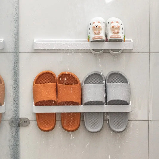 Wandhalterung für Hausschuhe, kein Stanzen, für Badezimmer, Handtuch, Aufbewahrungsregal, Toilette, multifunktionales Abflussregal für die Küche