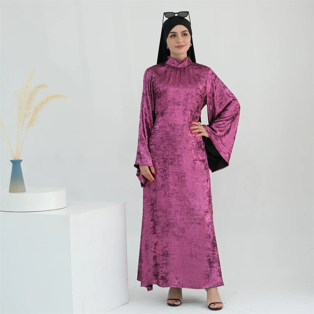 Ramadan Satin Shimmer Abaya Damen Dubai Luxury Islam Muslim Kaftan Dresses Kebaya Abayas For Women Robe Musulmane Femme Vestidos.