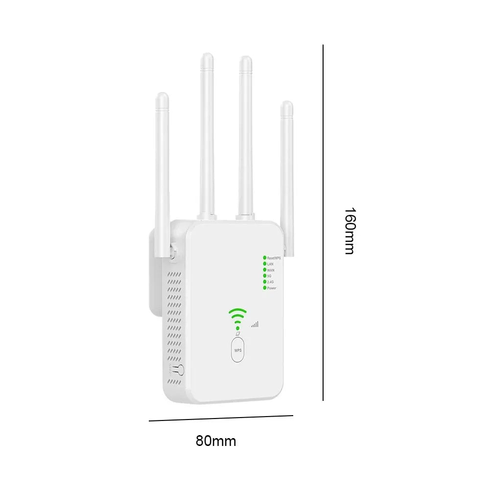 1200Mbps Wireless WiFi Repeater WIFI Range Extender WiFi Signal Booster 5G 2.4G Dual-band Network Amplifier WiFi Router.