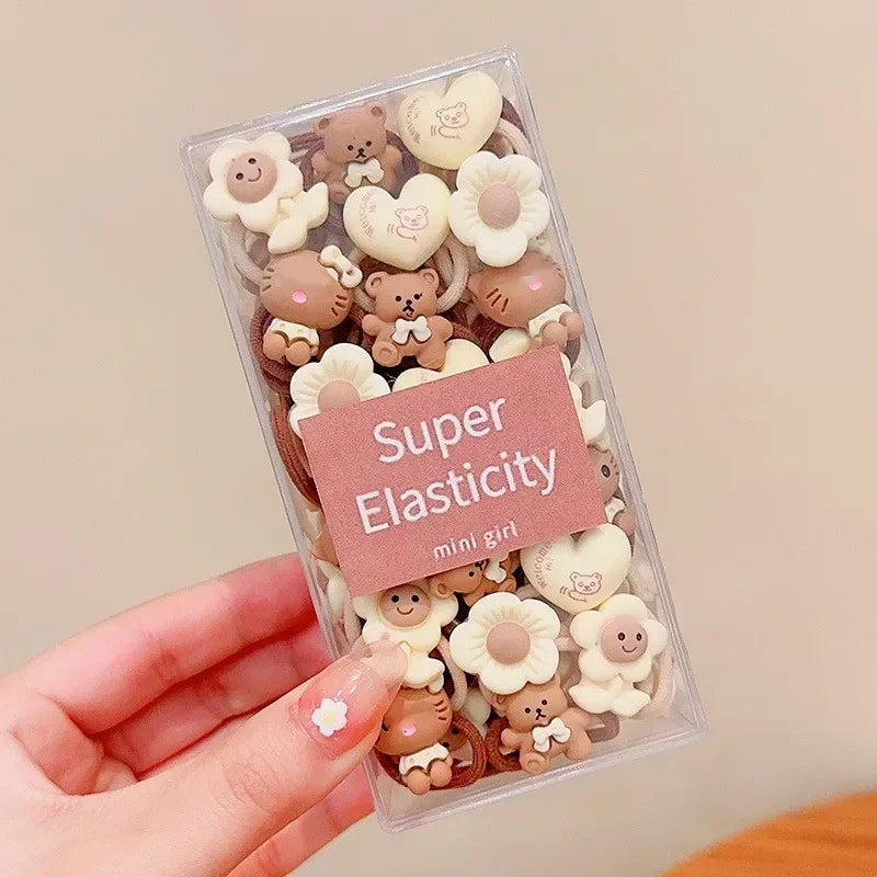 Coffee Color Children's Cute Cartoon Hair Rope Baby Thumb Loop Does Not Hurt Rubber Band Headwear Baby Tie Head  Small Pull.