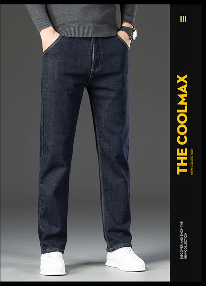 28-40 Large Size Winter Men Plush Thick Fleece Trouser Lambswool Thermal Jeans Casual Pants Windproof Warm Cotton Denim Pants.