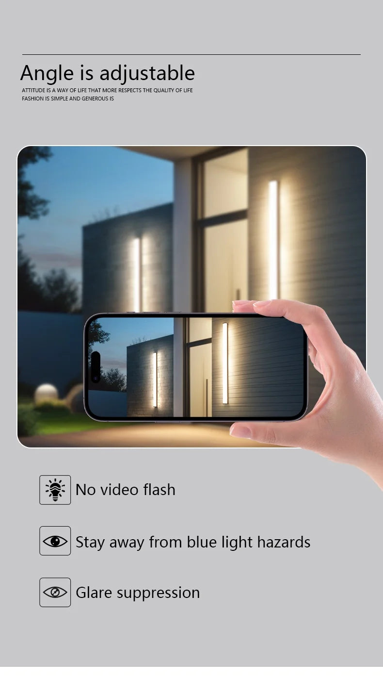 Moderne wasserdichte LED-Wandleuchte mit langem Streifen für den Außenbereich, IP65, Schmiedeeisen-Wandleuchte, Garten-Veranda-Wandleuchte, 110 V, 220 V, Beleuchtung.