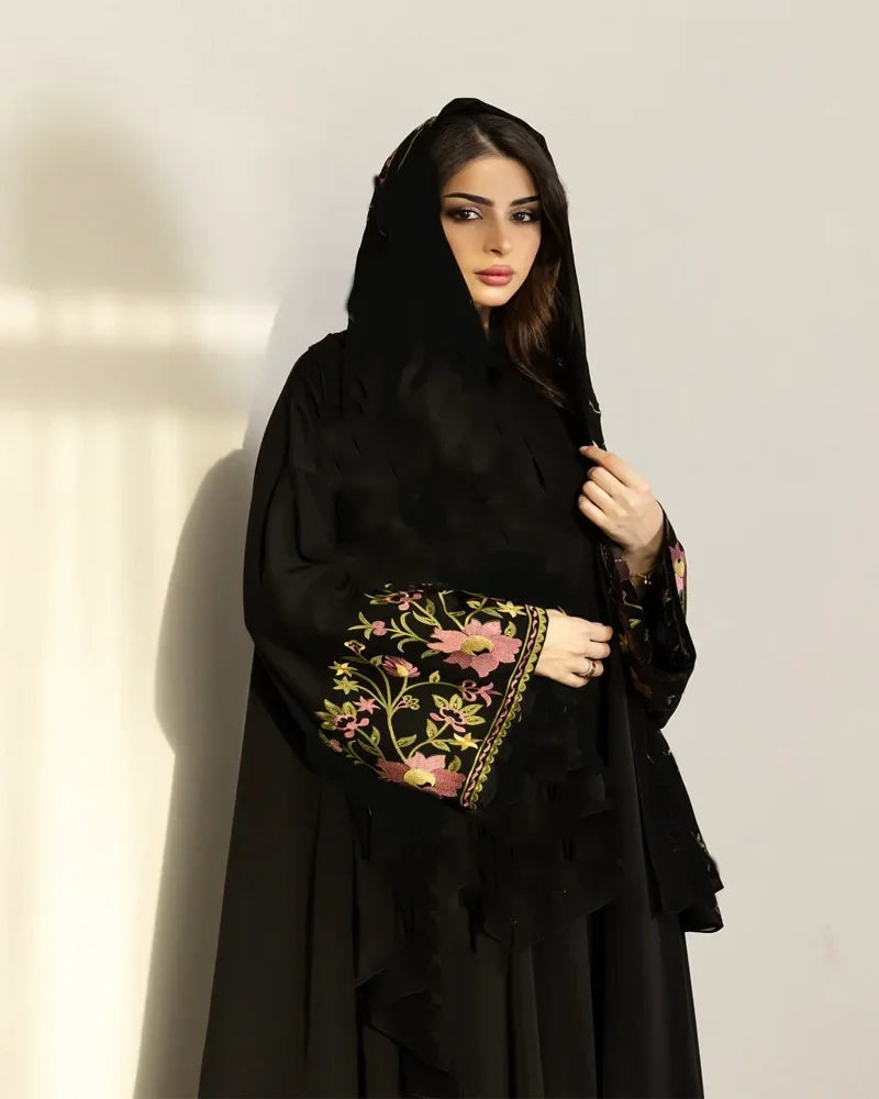 Eid Frauen Muslimischen Abaya Kleid Stickerei Strickjacke Kaftan Party Jalabiya Ramadan Lange Abayas Vestidos Largos Arabischen Lange Robe.