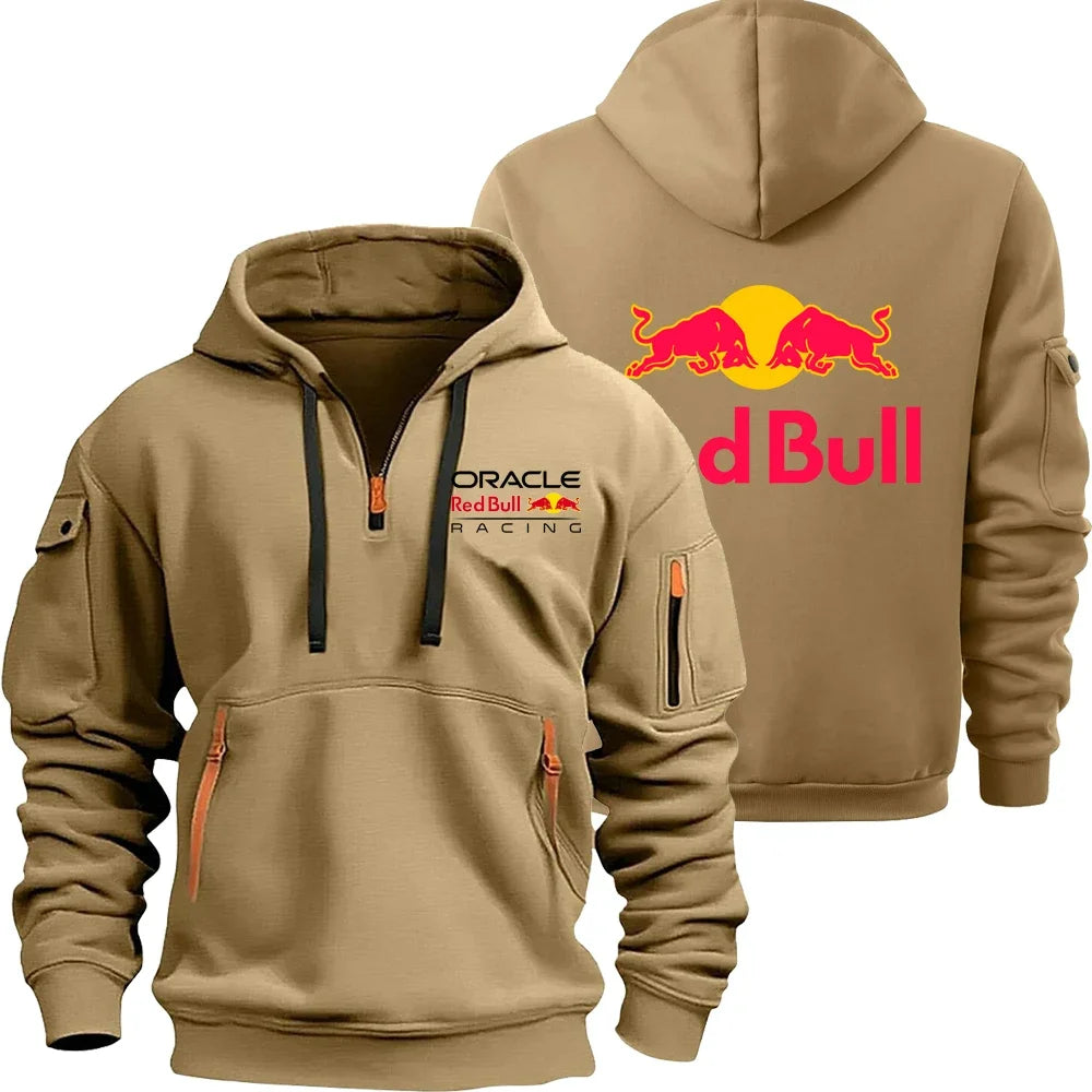 Red Bull Logo Motorcycle Racing Team Men Half Zipper Hoodie Spring Autumn Male Sweatshirt 2025 New Fashion Pullover Clothes Tops.