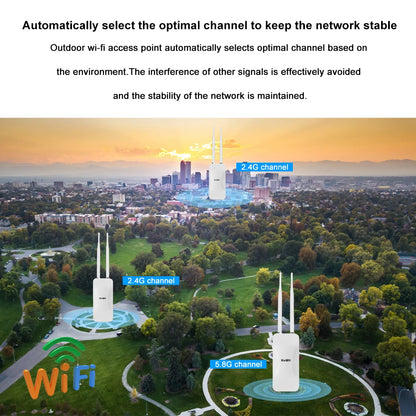 KuWFi 1200Mbps Outdoor Access Point Wireless WiFi Extender Dual Band 2.4G/5GHz AC1200 AP Router with High Gain External Antenna.