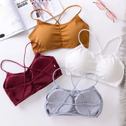 1pcs Womens Top Cross Strap Sports Bra Thin Push Up Sport Bra Yoga Gym Crop Tops Brassiere Fitness Breathable Girls Student Bras.