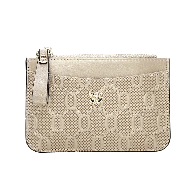 FOXER Split Leather Women's Card Holder Wallet Fashion Anti-theft Thin Wallet Mini Clutch Bag Ladies Short Coin Wallet Purse