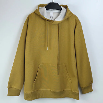 470G-570G HeavyWeight Cotton New Autumn Casual Men's Top Solid Color Loose Pullover Hoodies Sweatshirt Long-Sleeve Men Clothing