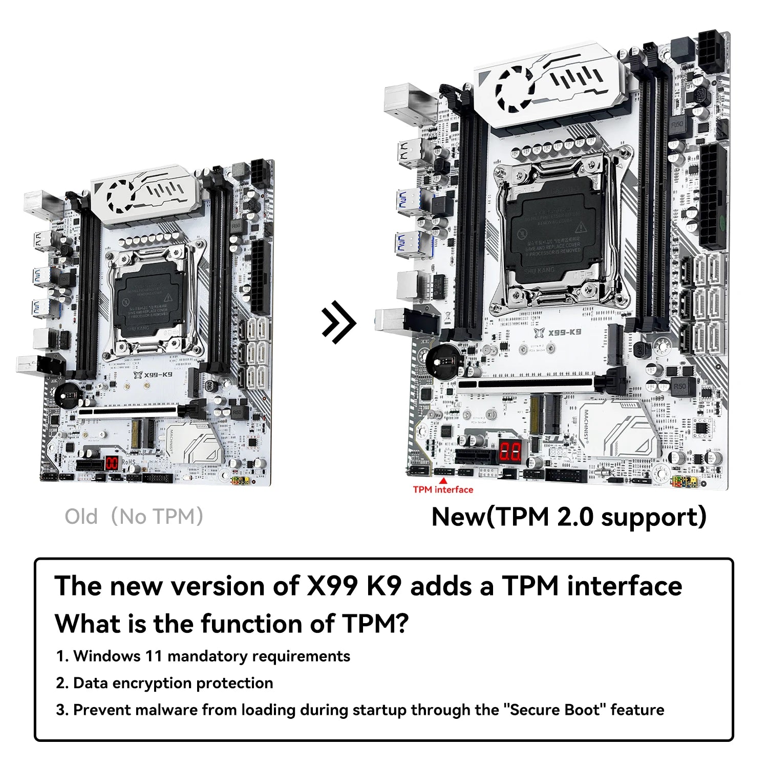 MACHINIST New upgrade X99 Gaming Motherboard LGA 2011-3 cpu C612 Chip Supports TPM2.0 Four Channel DDR4 NVME/WIFI M.2 Interface.