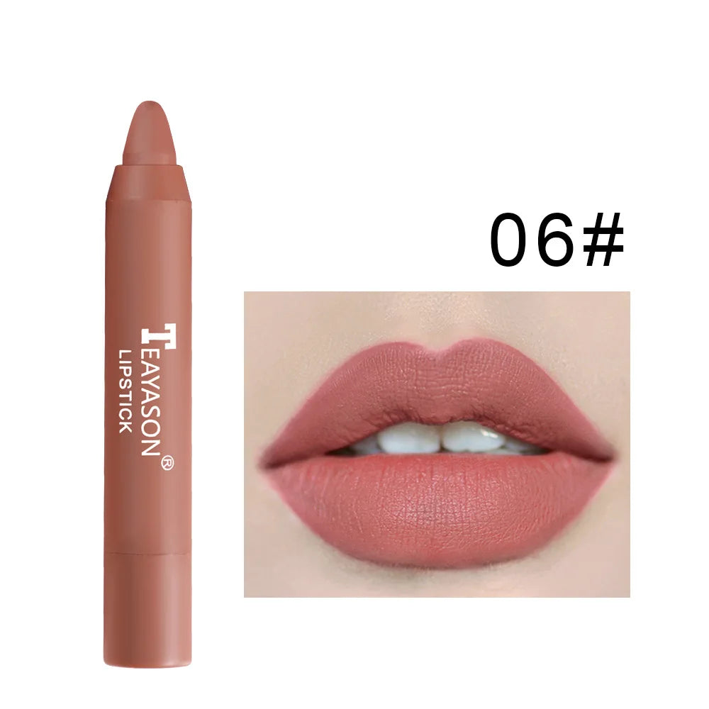 TEAYASON Nude Velvet Matte Lipstick Long Lasting Moisturizing Lip Crayon High Pigment Rotate Lipsticks Pen Woman Cosmetics.