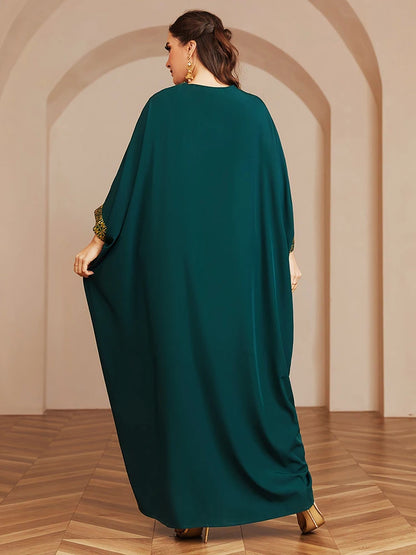 Wow! Langarm-Abaya in Übergröße mit Goldfolie – atemberaubendes arabisches Kleid, steigern Sie Ihren Stil für jede Veranstaltung!