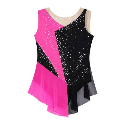 6-16Y Mädchen Ärmelloses Eiskunstlauf Trikot Kleid Ballett Rhythmische Gymnastik Lyrical Dance Body Bühne Leistung Dancewear