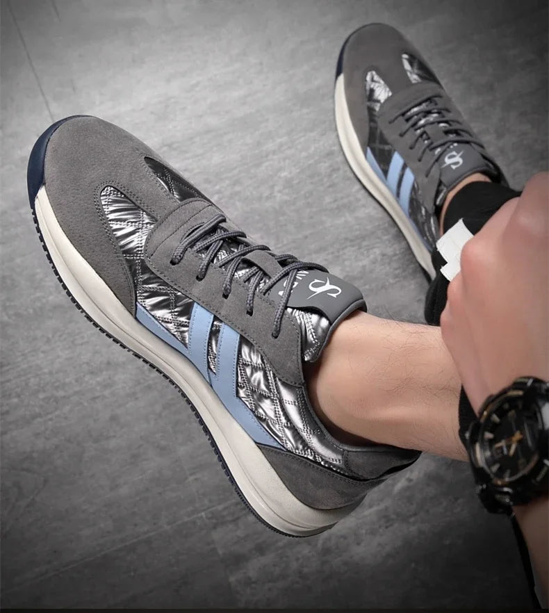 Genuine Leather Lift Sneakers Men Height Increase Insoles 6/8cm High Quality Elevator Shoes Comfortable Breathable Casual Sports.