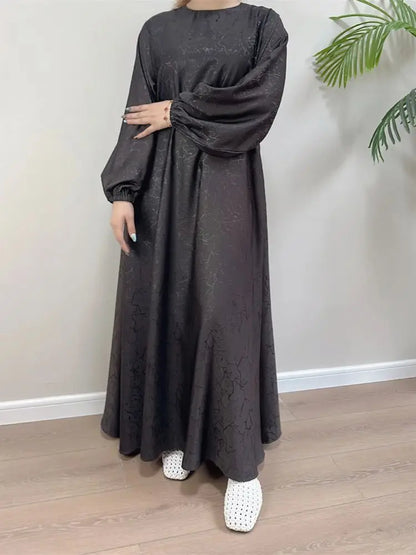 Ramadan Eid Satin Dubai Long Modest Dress Abaya Damen Islam Muslim Kaftan African Dresses For Women Kebaya Robe Femme Musulmane.