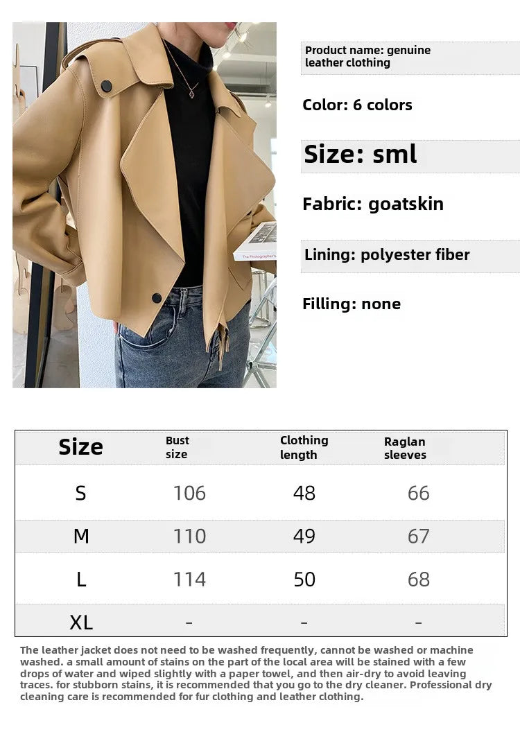 Schaffellmantel für Damen, Lederjacke, Winter, Frühling, Moto, Biker, echt, Top-Qualität, Schwarz.