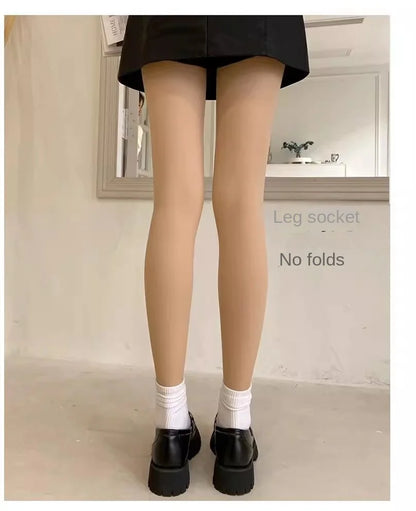 Winter Thermal Pantyhose Women Thicken Stockings Fake Translucent Pantyhose Fleece Lined Tights High Waist Elastic Wool Socks