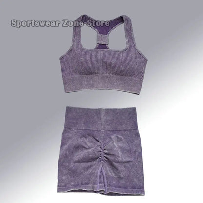 Yoga Suit High Waist Leggings Running Training Tights Sports Outfits Long Sleeve Crop Top Bra Seamless Fitenss Set Fitness Wear