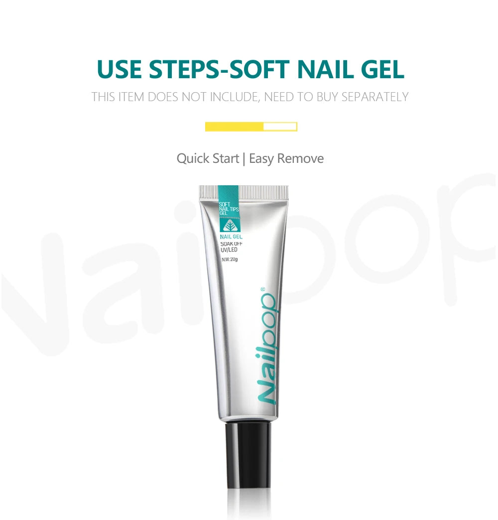 NAILPOP 120pcs Fake Nails Full Cover Press on Nails Coffin Soft Gel American Pose Capsule False Nail Tips for Extension System.