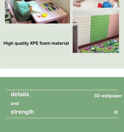 Self Adhesive PVC Waterproof Wallpaper For Home Decoration Peel and Stick 3D Foam Faux Brick Pattern Wall Stickers 70cmx2m
