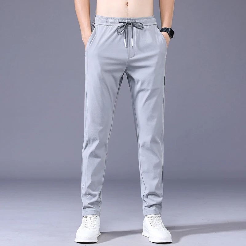 New Spring Summer Men's Casual Pants Slim Pant Straight Thin Trousers Male Fashion Stretch Khaki Jogging 28-38