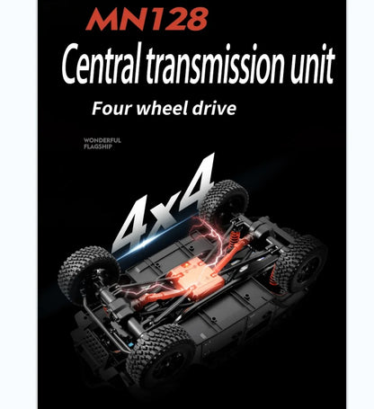 1/12 MN128 RC Car 4WD Jeep Model 2.4G Remote Control LED Light 4X4 Off Road 4WD Climbing RC Truck Electric Toy Car Gift for Boy.