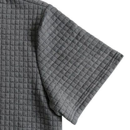 2024European and American Men's Spring and Summer Trends Youth Outdoor Lapel Small Plaid Short Sleeve Shorts Sports Suit.