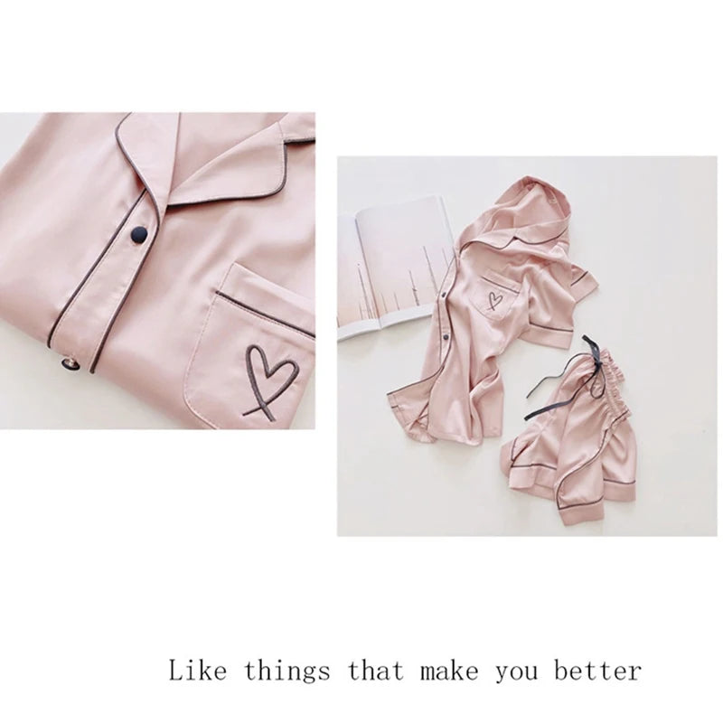 Sommer Kurzarm Pyjamas Frauen Eis Seide Dünne Stil Student Lose Große Nette Hause Kleidung Zwei Stück Set Pyjamas sommer.