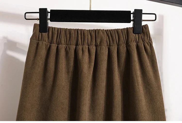 2025 Autumn Winter Plus Size Skirts Women High Waist Solid A-line Skirt Back Slit Korean Thick Elegant Fleece-lined Style Skirts.