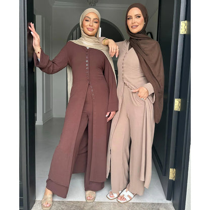 Muslim Abaya Two Piece Muslim Set for Woman Ramadan Dress Islamic.
