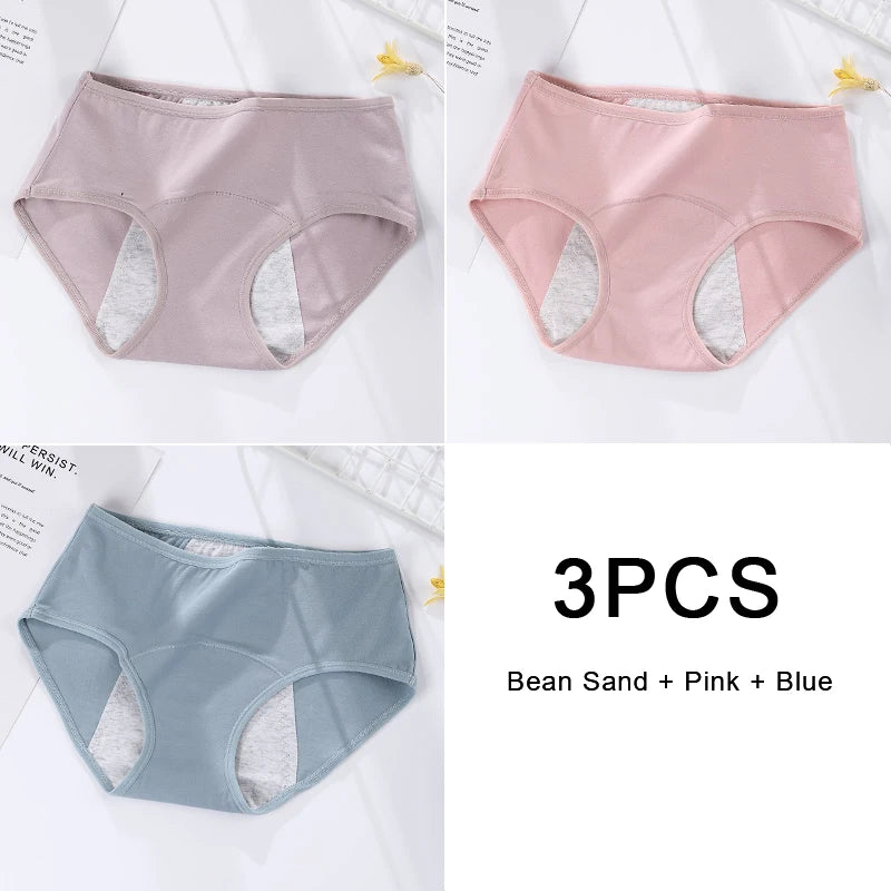 3PCS/set Women's menstrual briefs large flow postpartum water absorption leakproof briefs women's pure cotton menstrual briefs