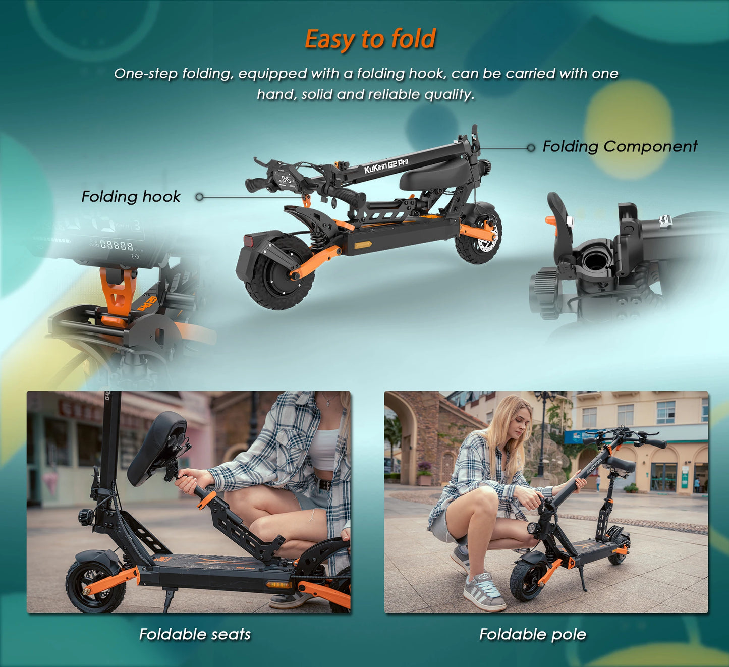 KuKirin G2PRO Foldable Adult Electric Scooter, E-Scooter, 45km/h Electric Kick Scooter, 600W Skateboards, 48V 15.6Ah Kickboard.