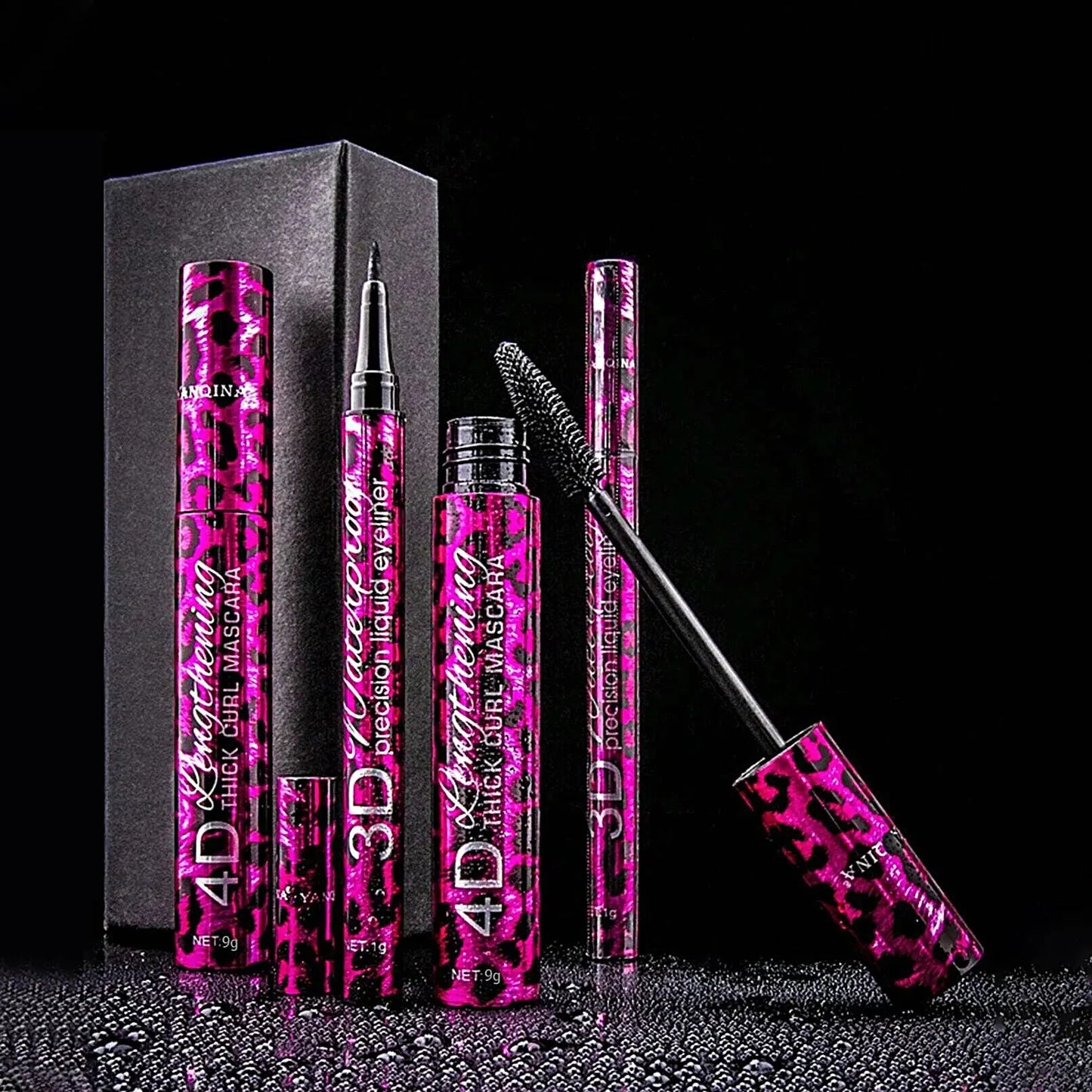 YANQINA Liquid Eyeliner Pencil 4D Waterproof Mascara Set Cosmetics Eye Liner Thick Curling Mascara Eyebrow Pencil Eyes Makeup.