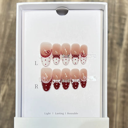 10pc Cat Eye Almond Handmade Press on Nails Light Blue Bow Fake Nails False Nails Artificial Nail Wearable Nail Tips Art Uñas.