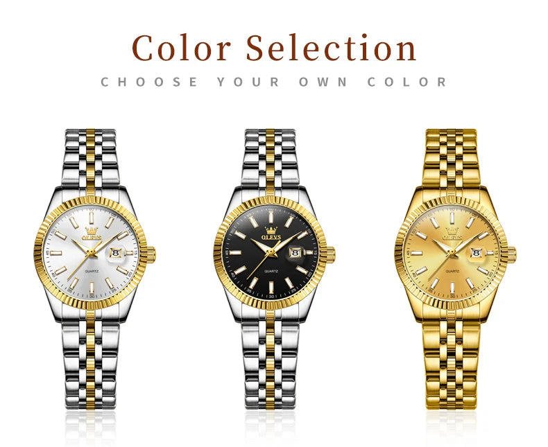 OLEVS 5593 Woman Watch Stainless Steel Waterproof Auto Date Elegant Ladies Wristwatch Luxury Original Quartz Watch for Women New.