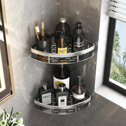 Bad Regal Küche Lagerung Veranstalter Aluminium legierung Shampoo Rack Dusch regal Bad zubehör kein Bohr regal