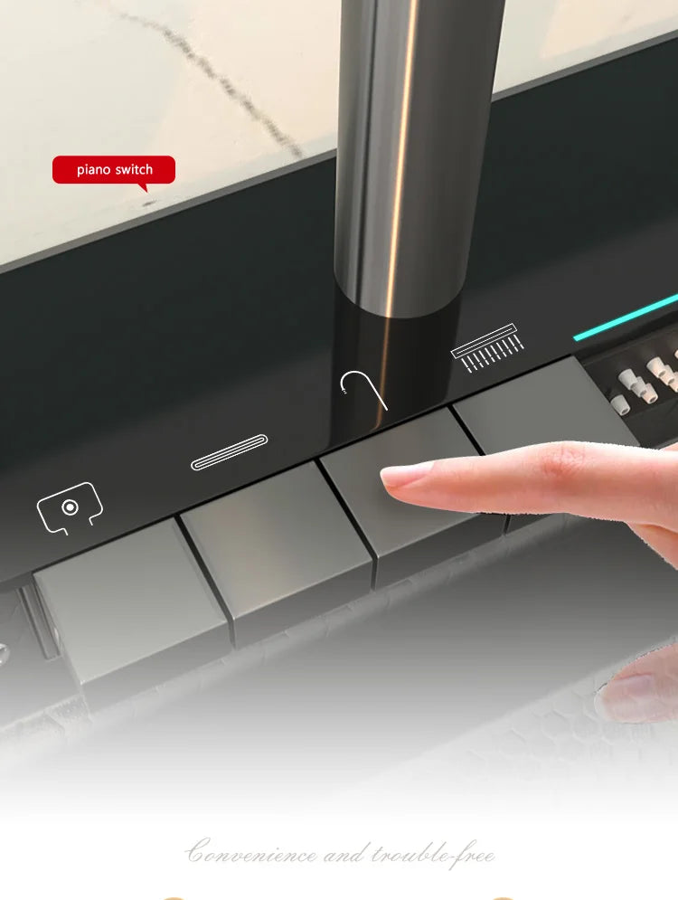 Edelstahl-Küchenspüle mit Wasserfall-Wasserhahn, integrierte Digitalanzeige, geprägtes Waschbecken für die Küche