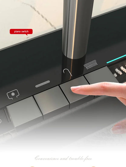 Edelstahl-Küchenspüle mit Wasserfall-Wasserhahn, integrierte Digitalanzeige, geprägtes Waschbecken für die Küche