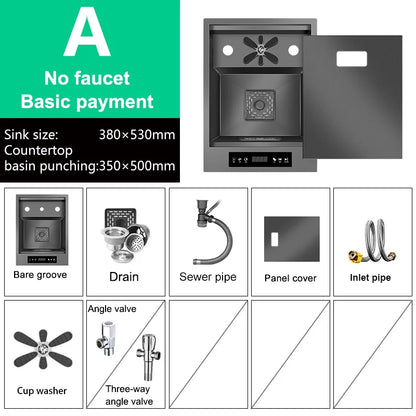 Water Catalyst Cup Cleaning Sink Hidden Single Slot Mini Bar Sink Wash Basin With Cover Plate For Kitchen