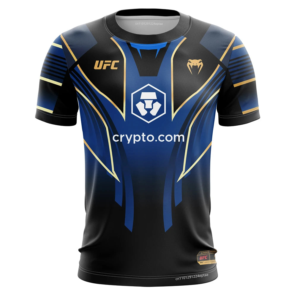 Men's Training UFC Breathable Sportswear T-shirts Outdoor Male Leisure Short-Sleeved Jersey Boys Running Fitness Tops.