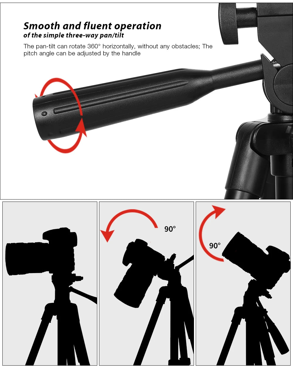 KINGJOY Aluminum Tripod 0.3KG with Quick Release Plate and 360° Head for Sony/Nikon/Canon DSLR and Smartphones,Camera,Live,Vlog.