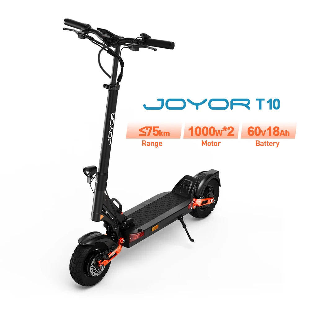 JOYOR T10 Folding Electric Scooter, Dual 1000W Motor, 10 inch Off-road Adults E-scooter with 60V 18Ah Battery