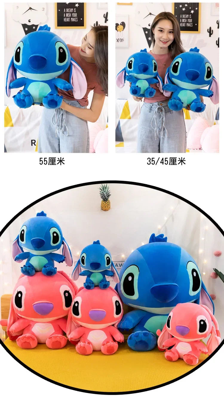 80cm Big Size Disney LILO & Stitch Anime Plush Stuffed Doll Room Plushies Pillow Ornaments Peluche Children's Holiday Gifts